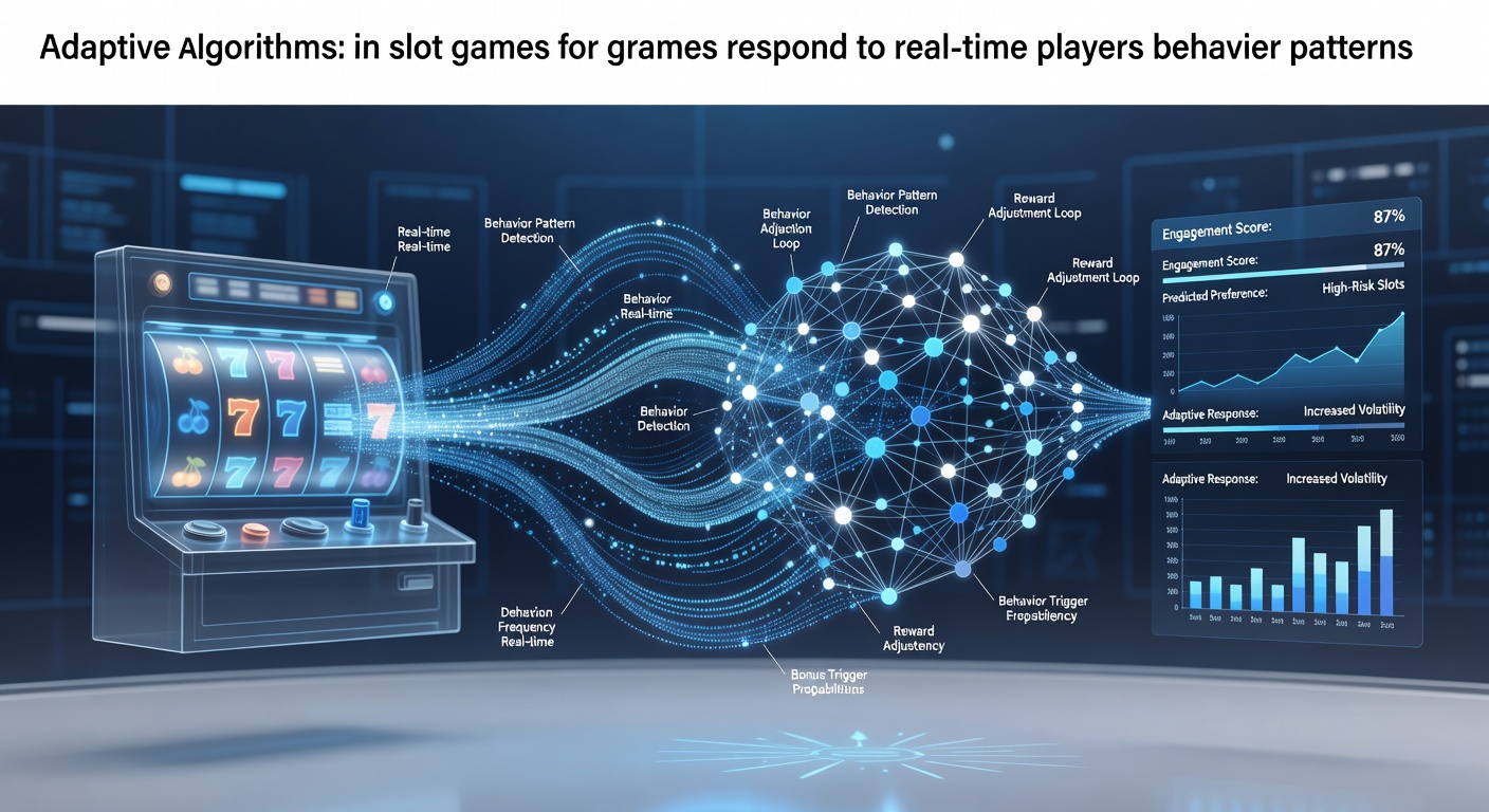 Visual representation of adaptive slot algorithms processing real-time player data streams on digital interfaces