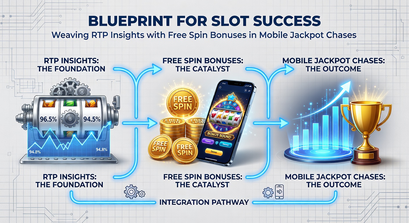 Player's hand holding a smartphone with a slot app open, jackpot wheel spinning amid free spin notifications and RTP info overlay