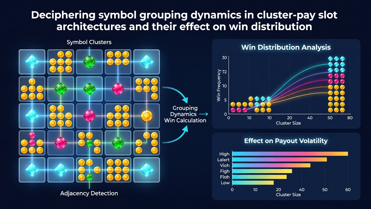Animated sequence illustrating symbol removal and new drops in a cluster pay cascade mechanic