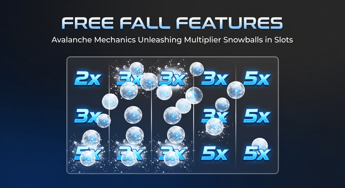 Animated graphic showing cascading symbols exploding in a slot game with rising multipliers