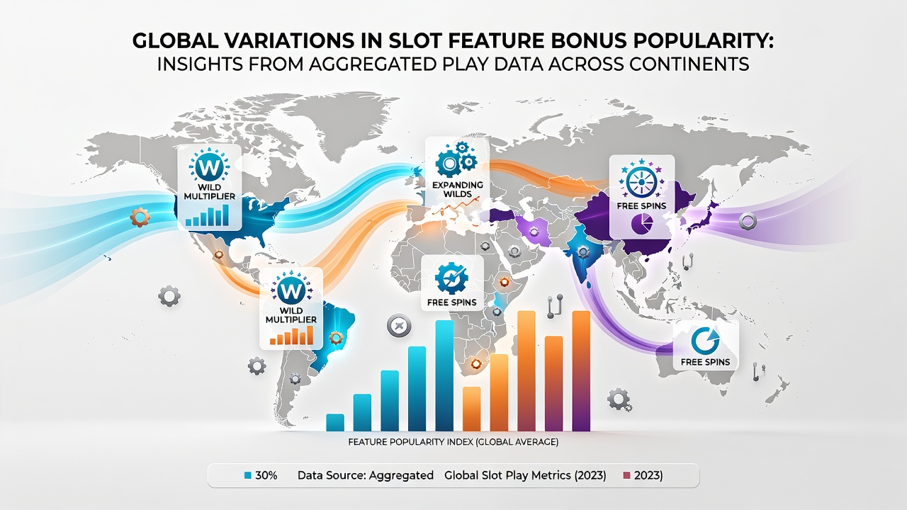 Chart displaying comparative slot feature usage statistics by continent
