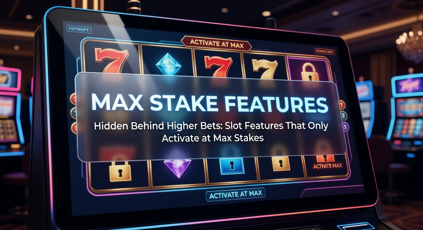 Close-up of a slot machine display showing max bet requirements for bonus activation, with glowing jackpot symbols and wager levels highlighted