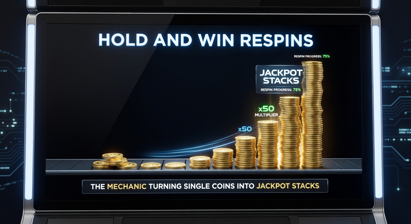 Close-up of a Hold and Win feature in action, with locked golden coins, respin counter at 3, and jackpot meters filling progressively