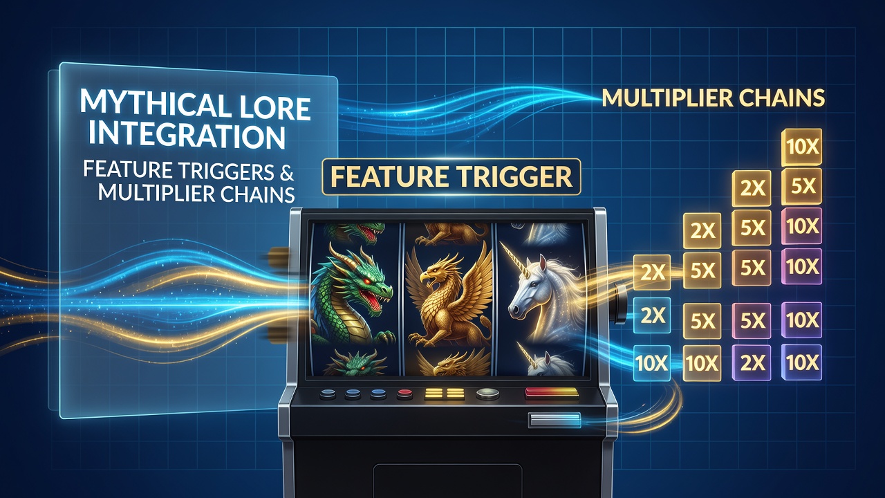 Close-up of multiplier chain mechanics in a mythological slot game