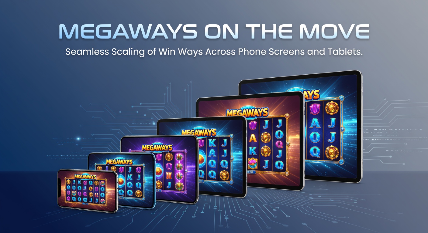 Tablet displaying a Megaways game in landscape mode, with expanded reels showcasing thousands of active win ways and bonus triggers