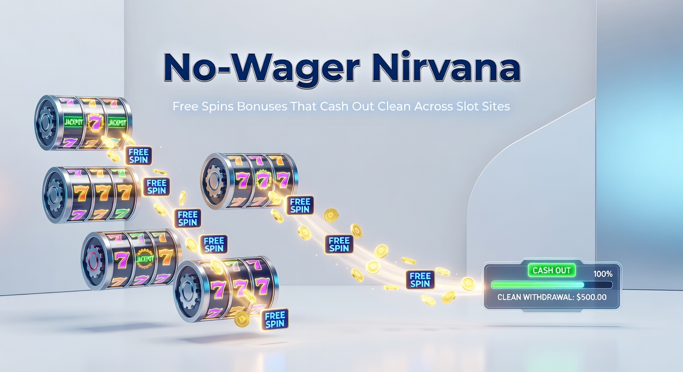 Vibrant slot reels spinning with free spin icons and instant cash symbols glowing on a digital casino interface, highlighting no-wagering payouts