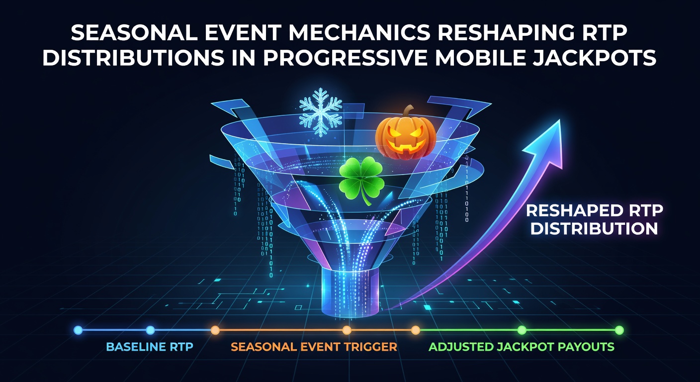 Mobile slot interface showing seasonal event overlay on progressive jackpot reels with RTP indicators