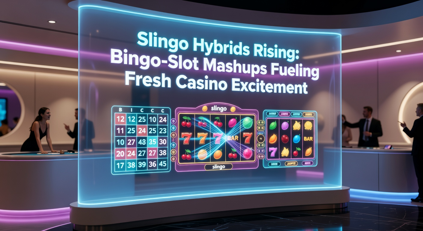 Vibrant Slingo game interface showing spinning reels blended with bingo cards, highlighting hybrid excitement in online casinos