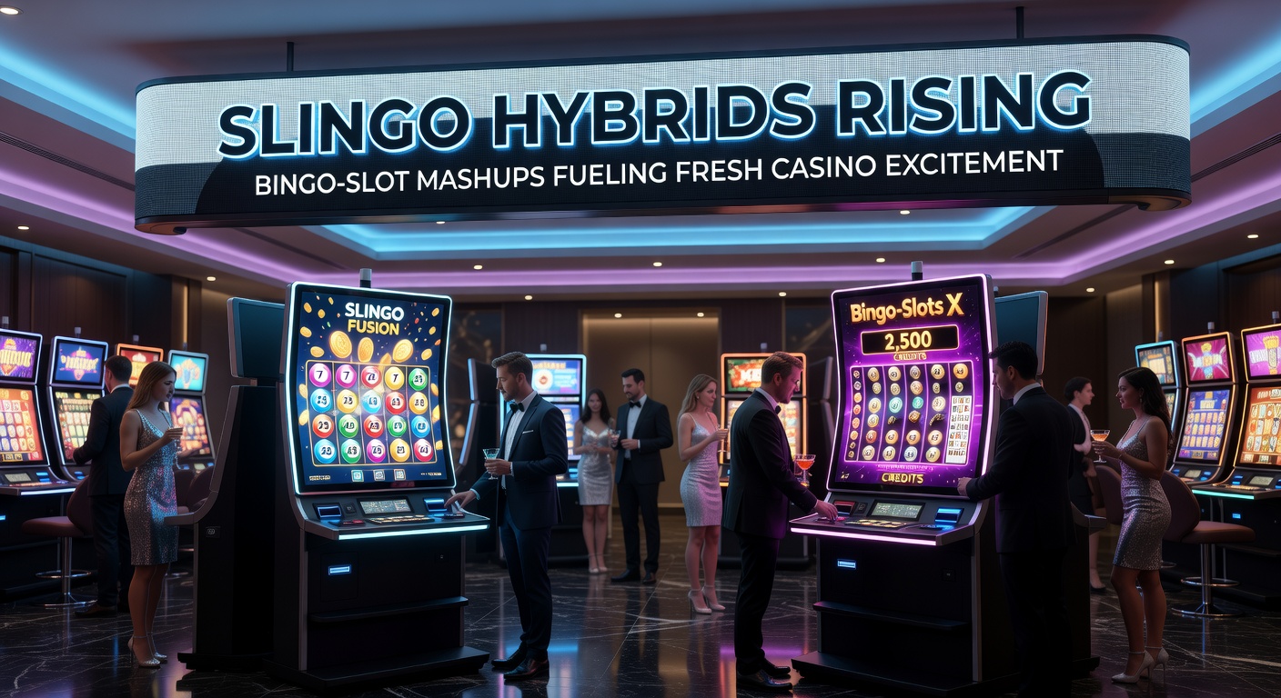 Dynamic screenshot of a Slingo hybrid game in action, with completed bingo lines glowing and slot reels cascading for bonus multipliers