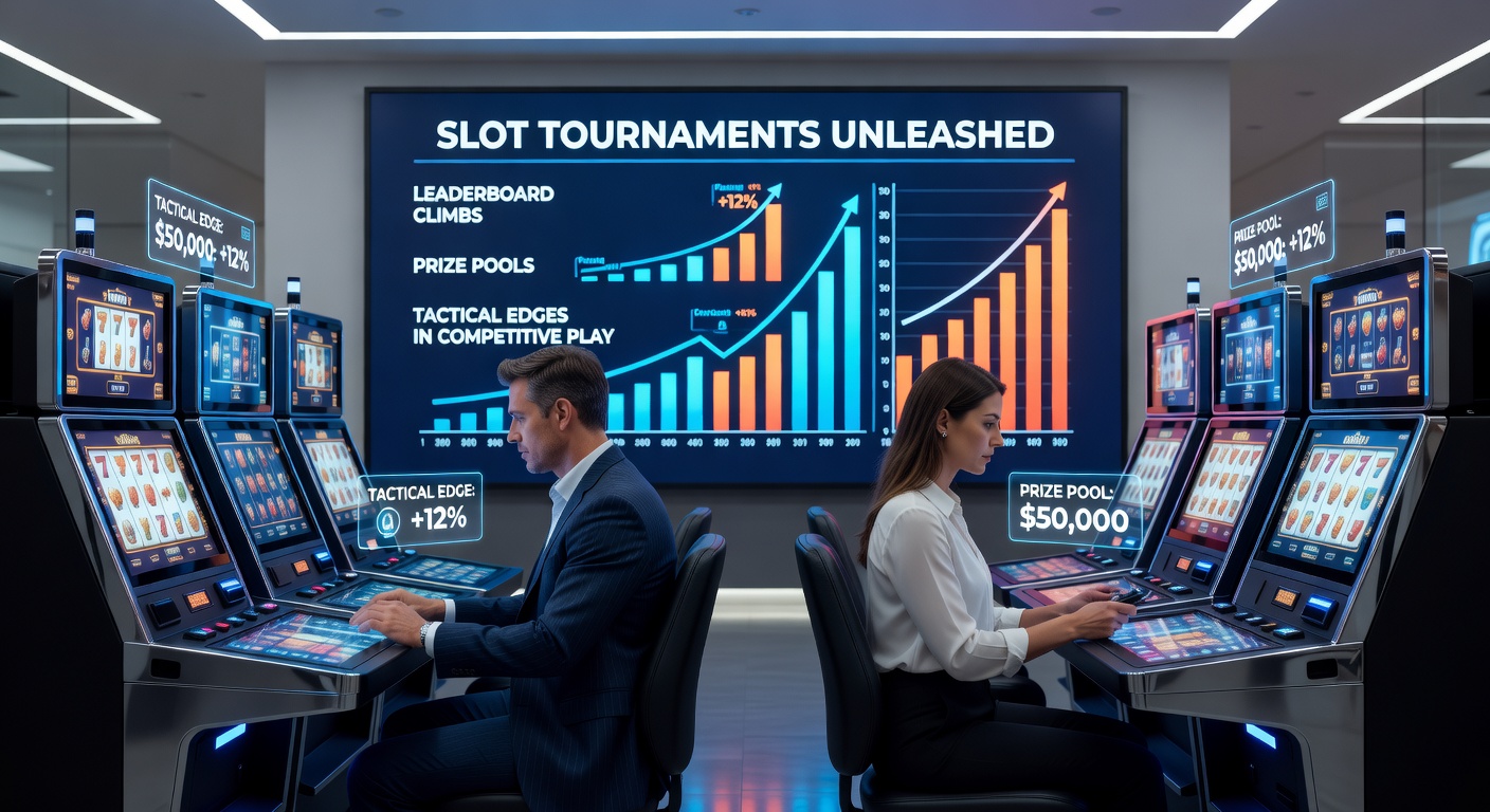 Vibrant slot tournament leaderboard displaying top players climbing ranks amid flashing reels and prize icons