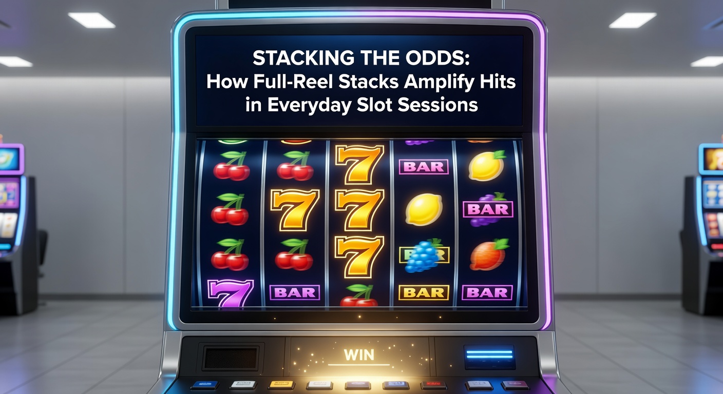 Close-up of a slot bonus round with multiple full-reel stacks syncing across reels, multipliers glowing atop the towers