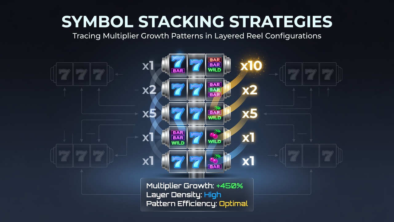 Detailed view of multiplier progression in stacked symbol layers with numerical growth indicators