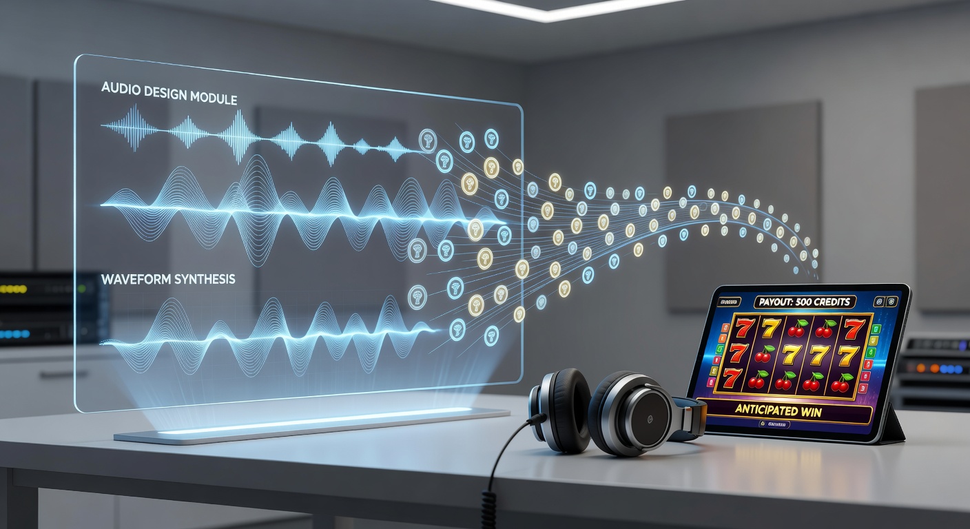 Visual representation of sound waves overlaying spinning reels on a digital slot interface, illustrating audio integration in modern platforms