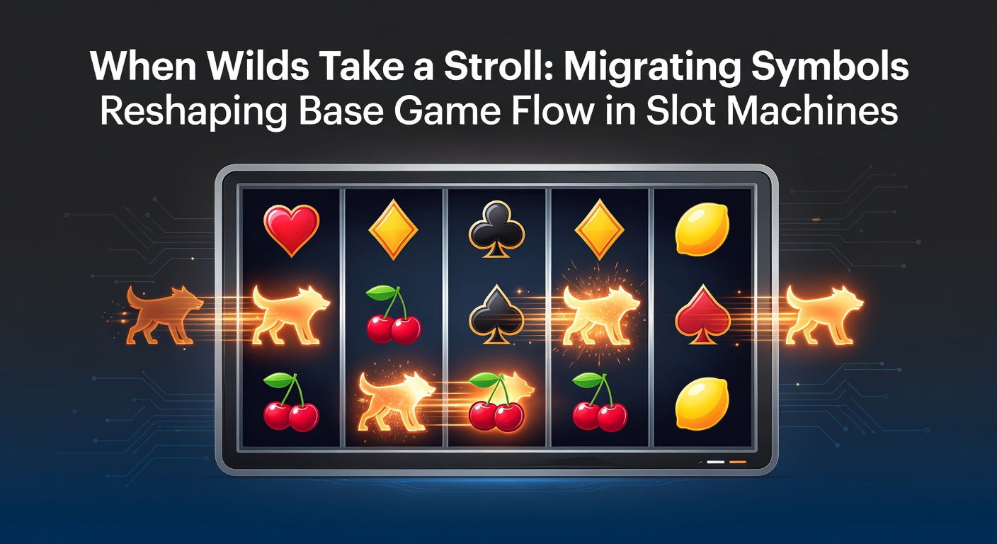 Animated slot reels showing wild symbols migrating left to right, triggering chain reactions in base game spins